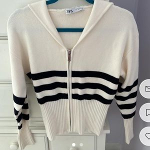 striped zara zip up